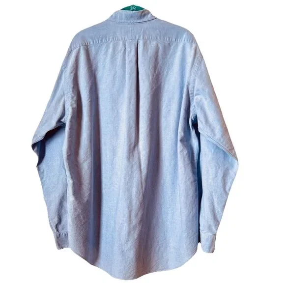 Ralph Lauren Yarmouth Button Down Shirt 16 / 35 Light Blue Oxford Cotton - Picture 2 of 7